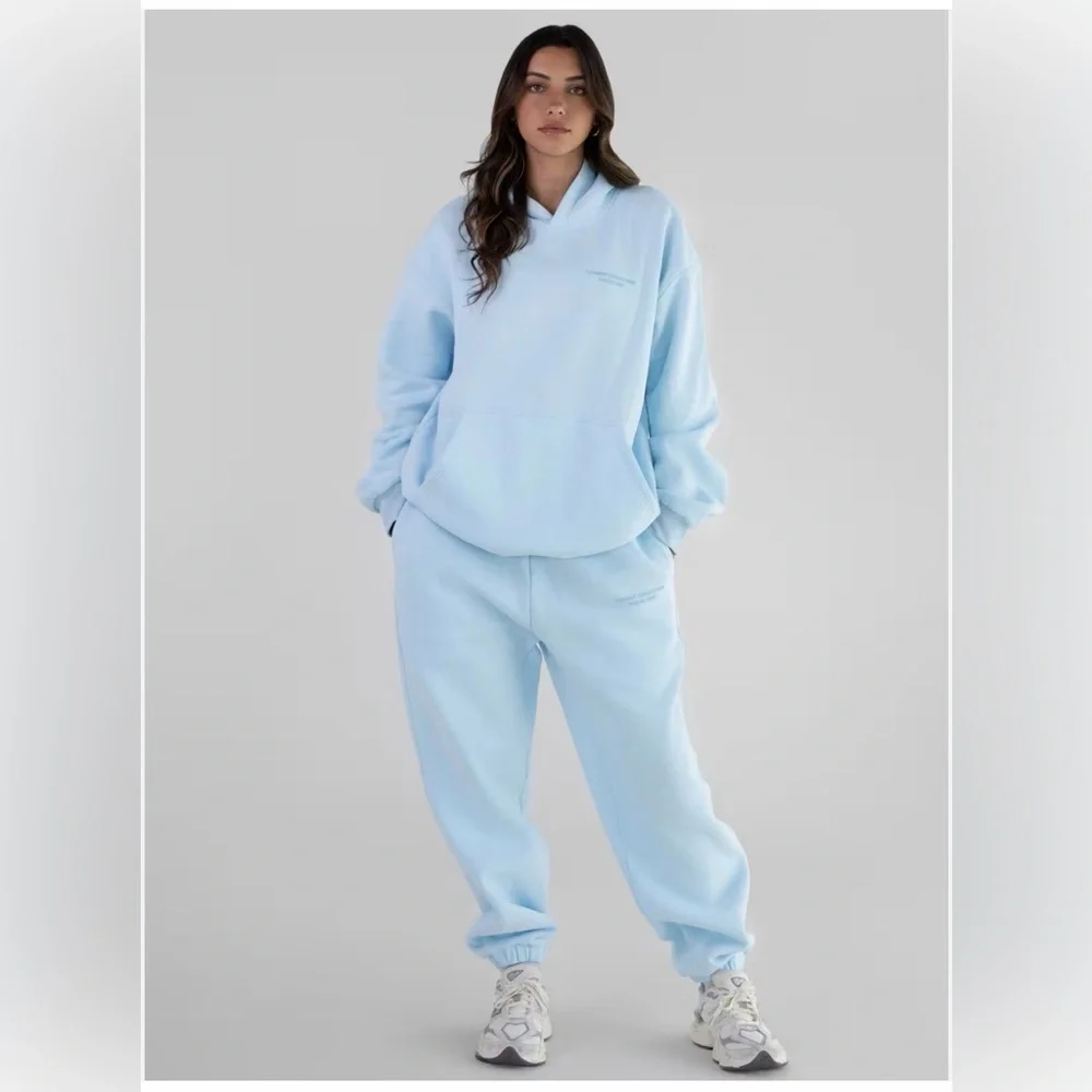 Comfrt Signature Astro Light Blue Cozy Hoodie & Jogger Set Size M - Picture 2 of 11